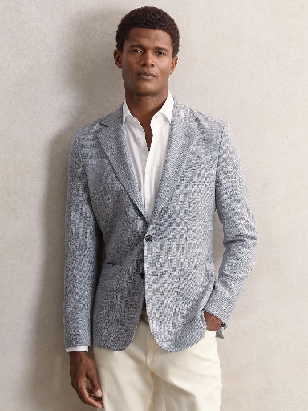 Reiss Slim Fit Single Breasted Blazer With Cotton In Soft Blue