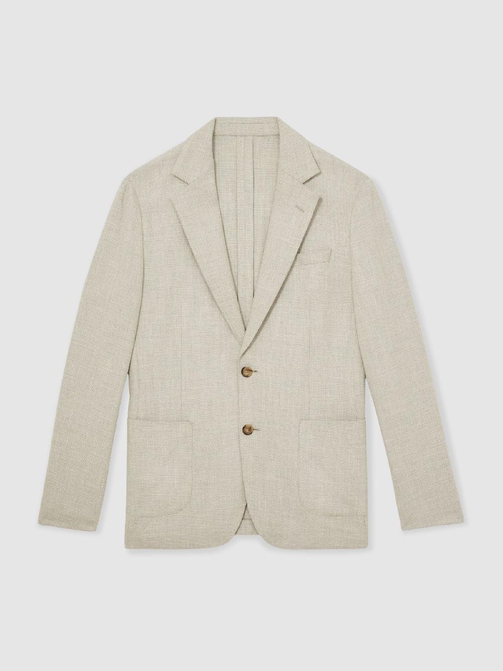 Reiss Slim Fit Single Breasted Blazer With Cotton In Soft Grey