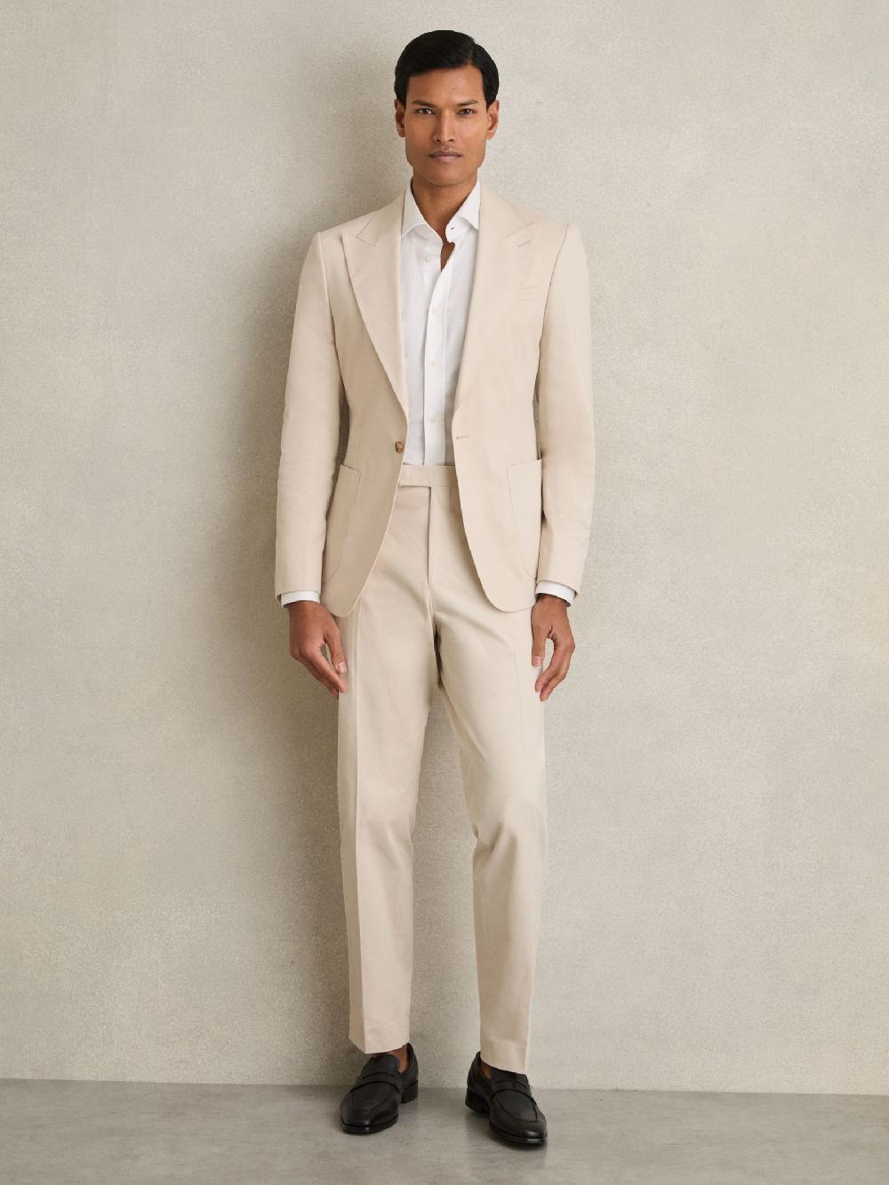 Reiss Slim-Fit Single-Breasted Suit Blazer In Stone