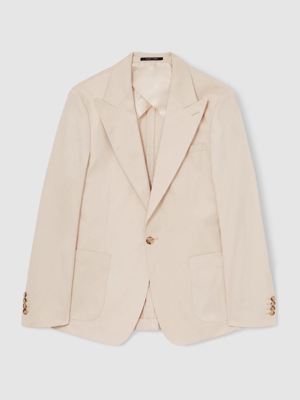 Reiss Slim-Fit Single-Breasted Suit Blazer In Stone