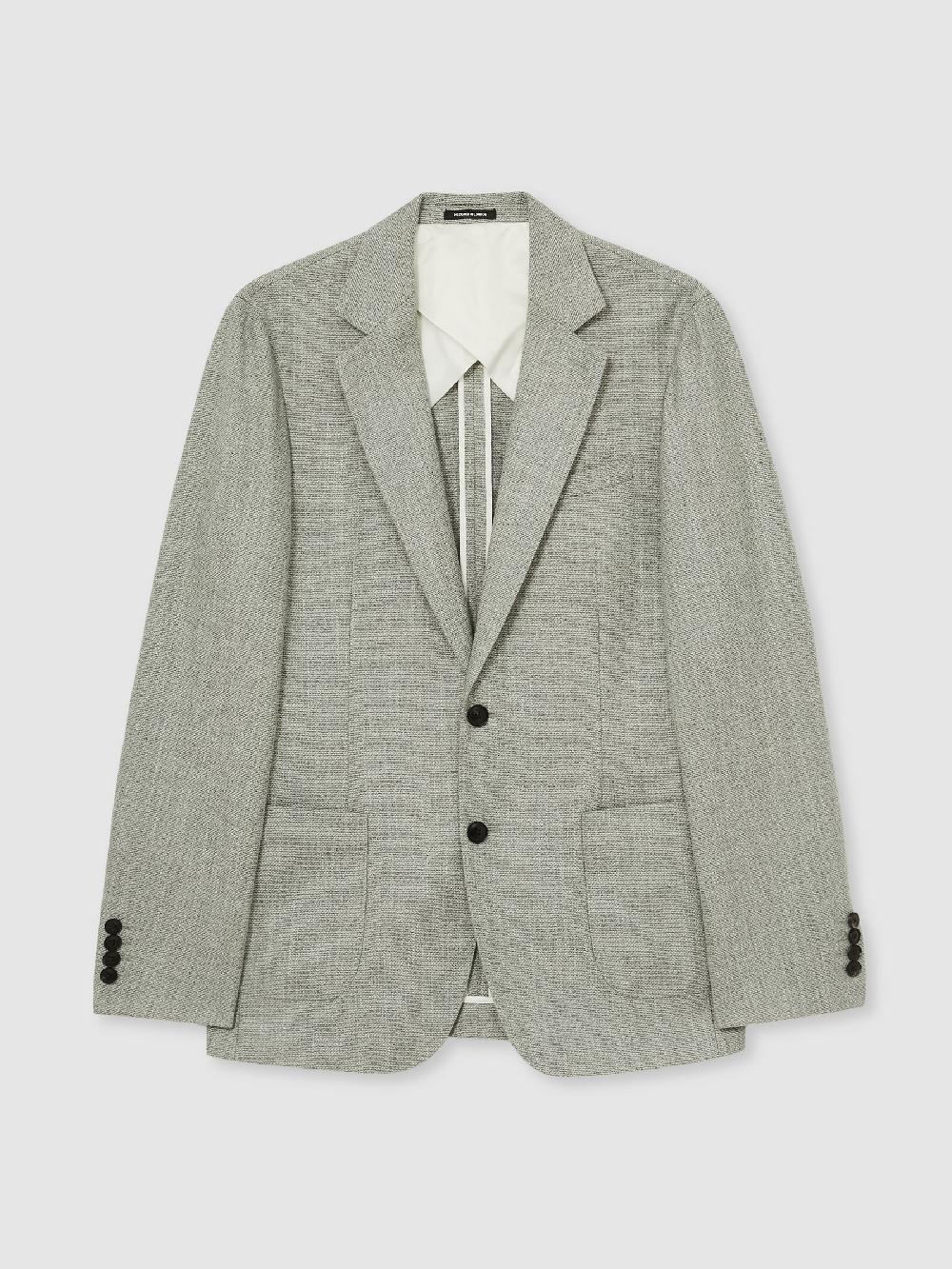 Reiss Slim-Fit Single-Breasted Wool-Blend Textured Blazer In Sage Green