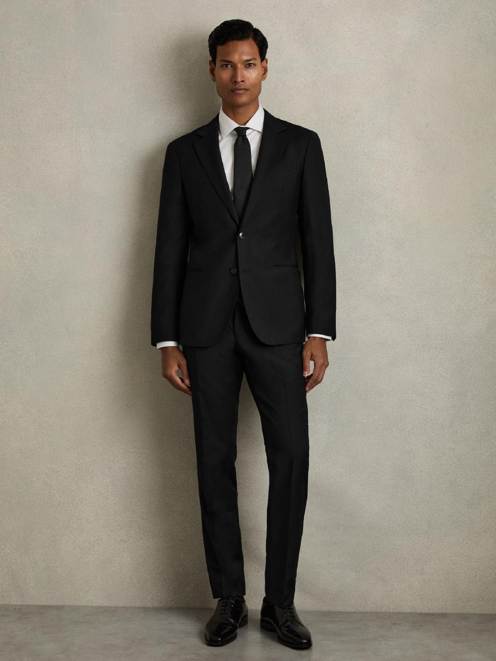 Reiss Slim-Fit Single Breasted Wool Suit Jacket In Black