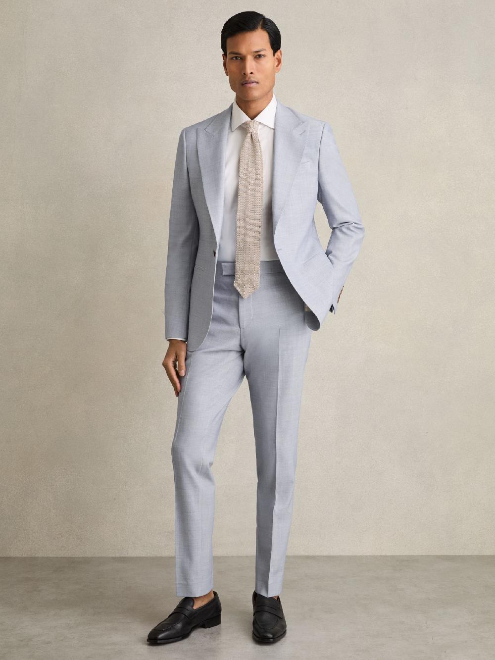 Reiss Slim-Fit Suit Trousers With Wool In Soft Blue