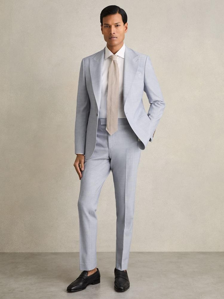 reiss Slim-Fit Suit Trousers With Wool in Soft Blue