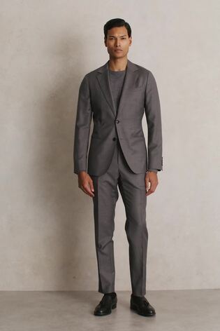 Reiss Slim-Fit Wool Blend Suit Trousers In Grey Melange