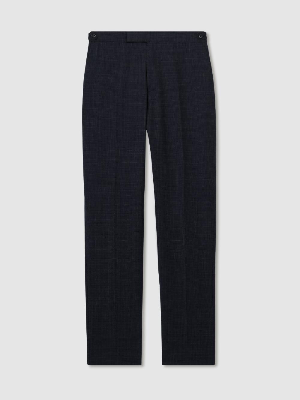 Reiss Slim-Fit Wool-Blend Textured Tailored Trousers In Navy