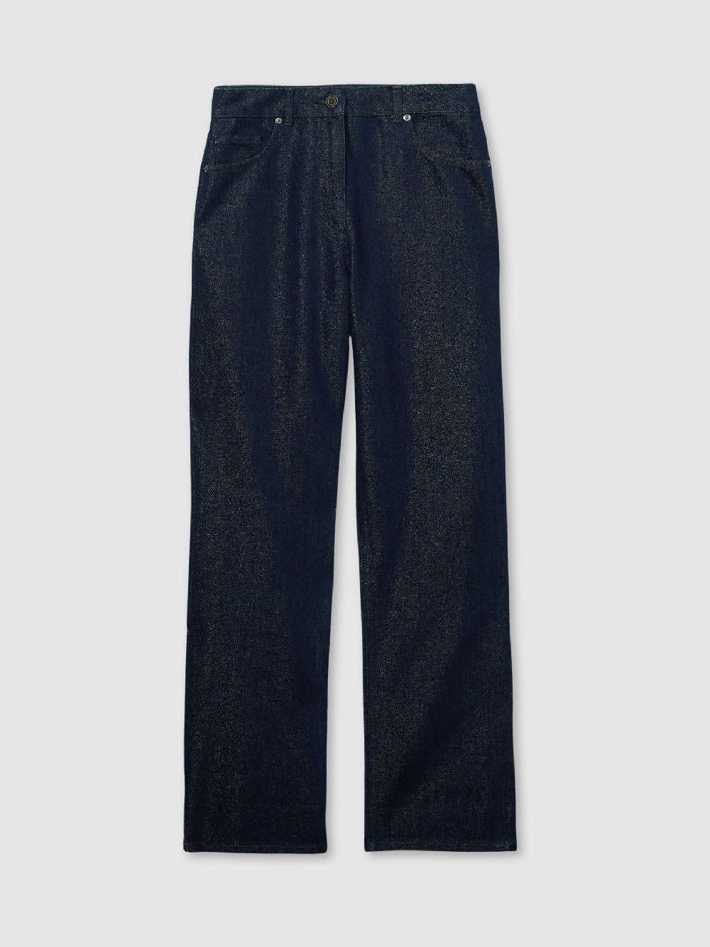 Reiss Slim-Leg Metallic-Thread Turn-Up Jeans In Indigo