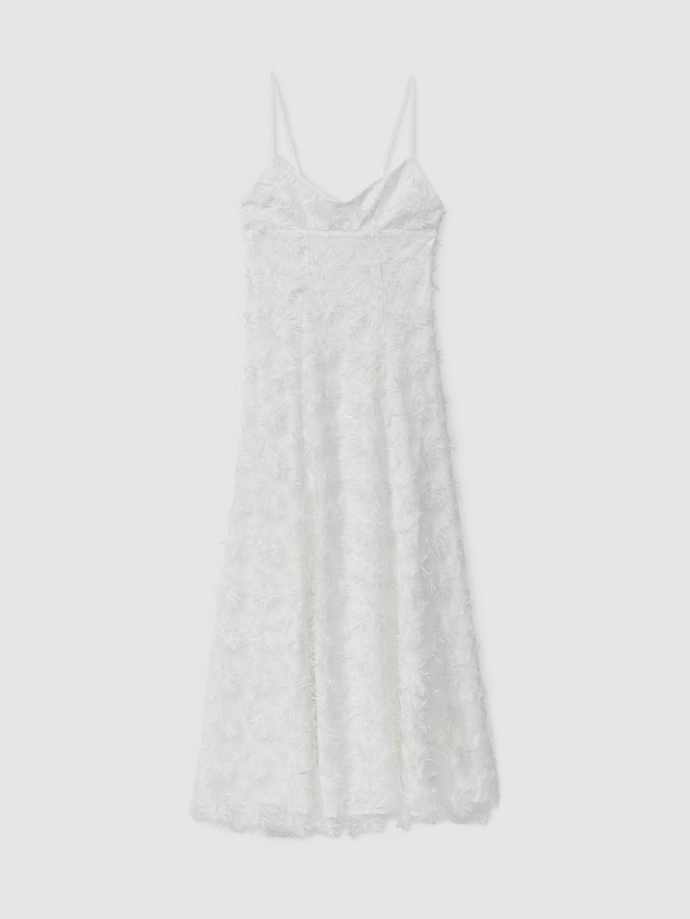 Reiss Stella White Anna Quan Applique Drop Waist Maxi Dress