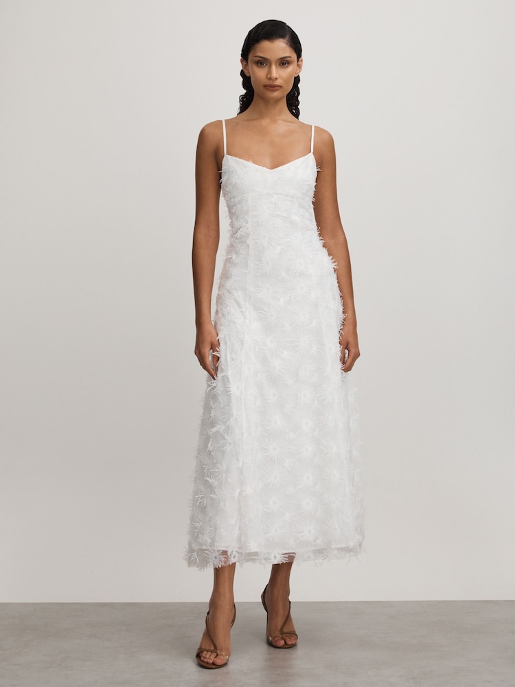 reiss Stella White Anna Quan Applique Drop Waist Maxi Dress
