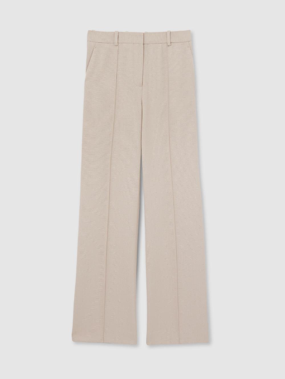 Reiss Straight-Leg Textured Wool-Blend Suit Trousers In Neutral