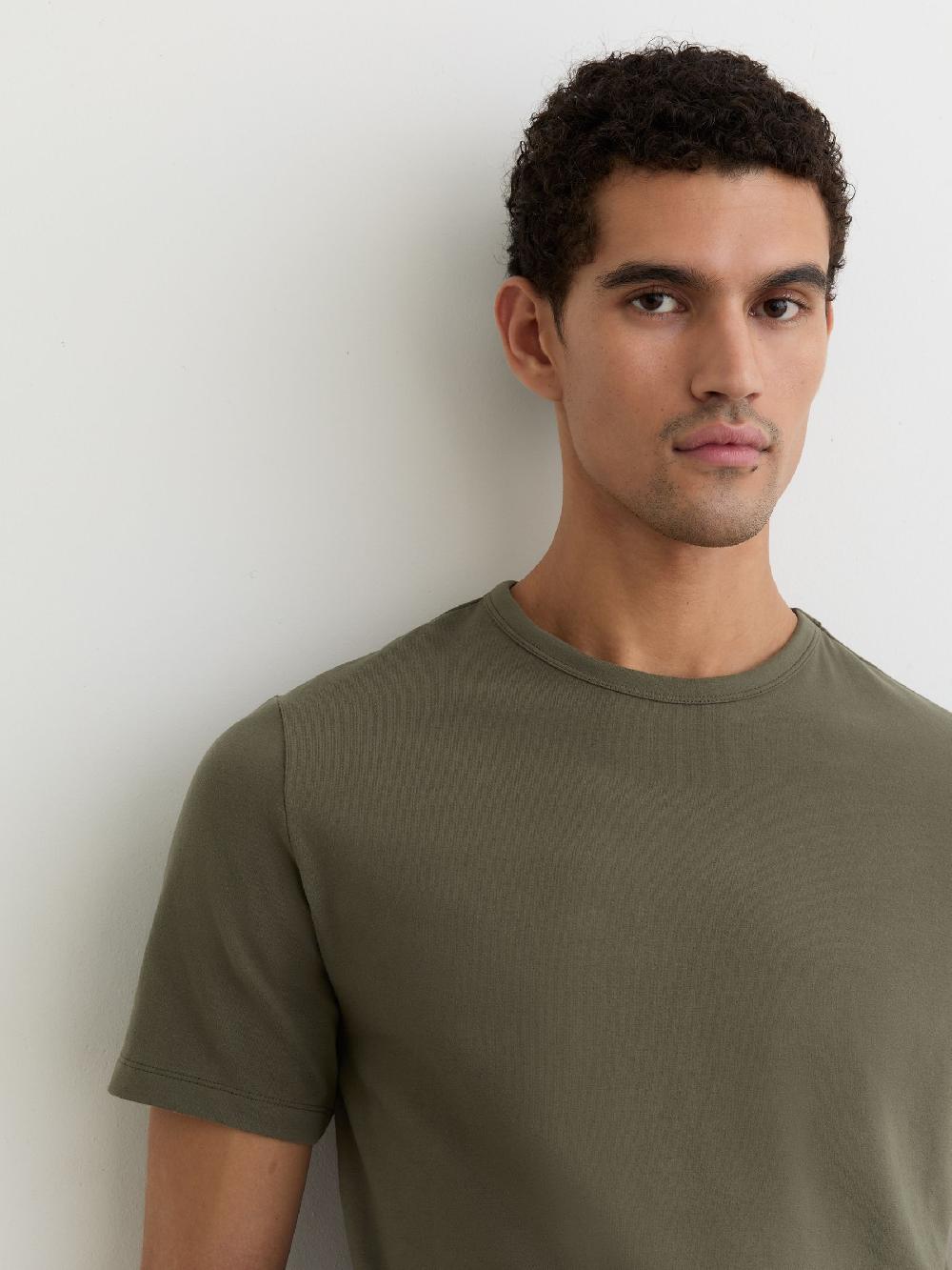 Reiss Stretch-Cotton Crew-Neck T-Shirt In Khaki Green