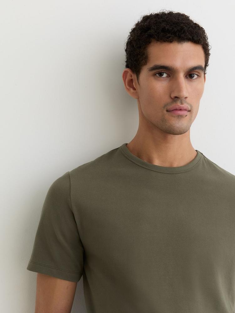 reiss Stretch-Cotton Crew-Neck T-Shirt in Khaki Green