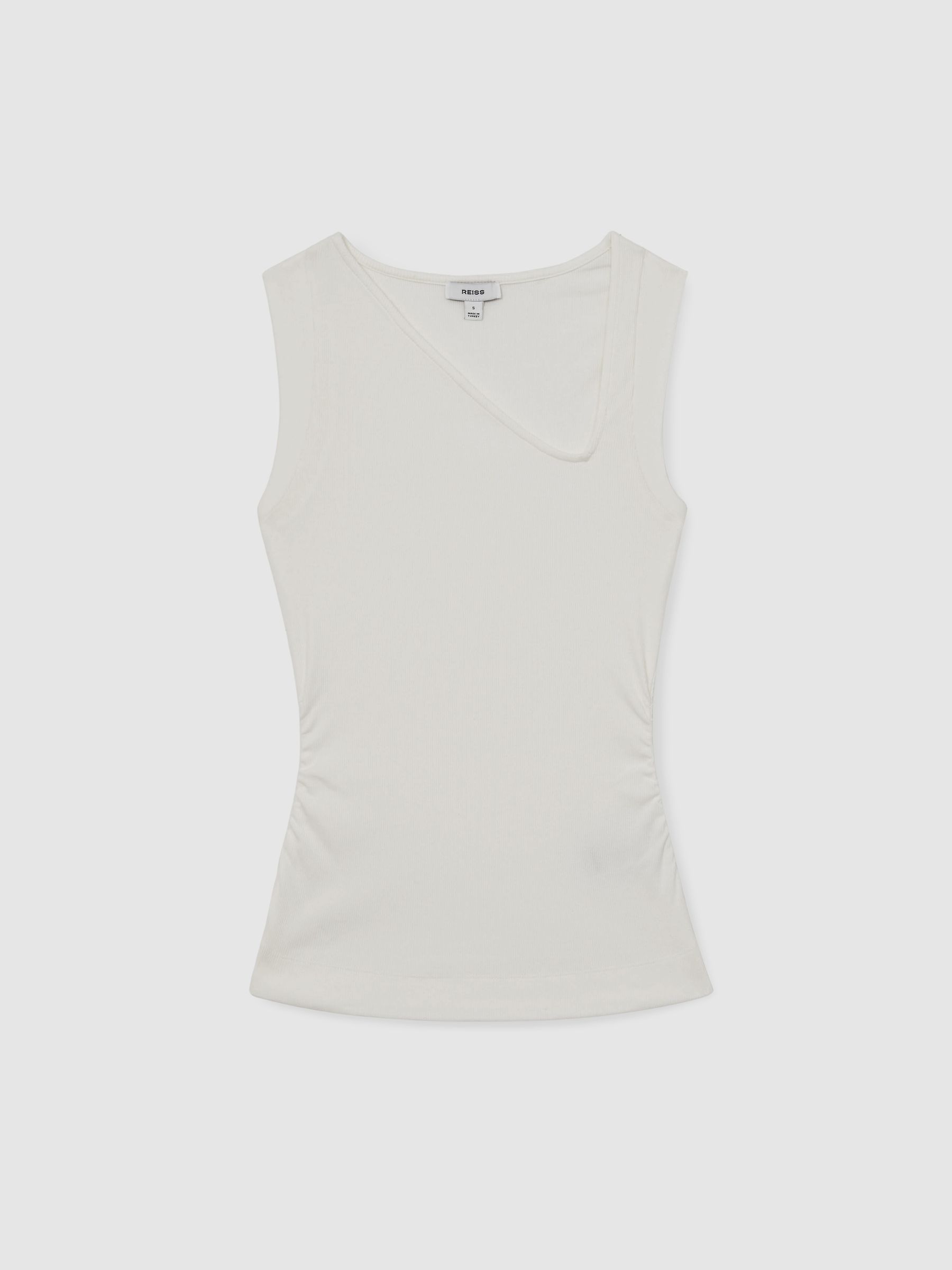 Reiss Stretch-Cotton Ribbed Asymmetric Vest In White