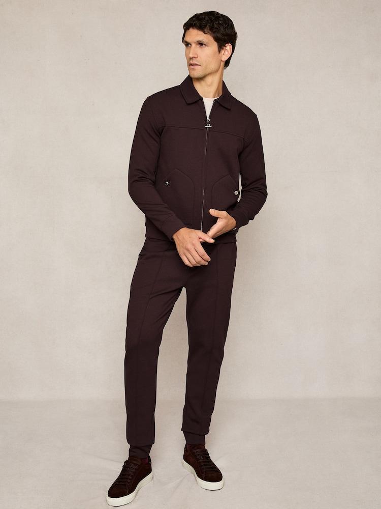 reiss Stretch-Jersey Tailored Joggers in Cherry Red