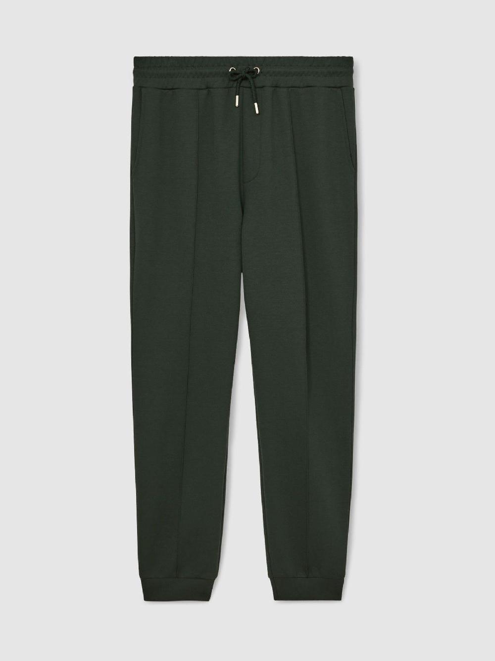 Reiss Stretch-Jersey Tailored Joggers In Dark Sage Green