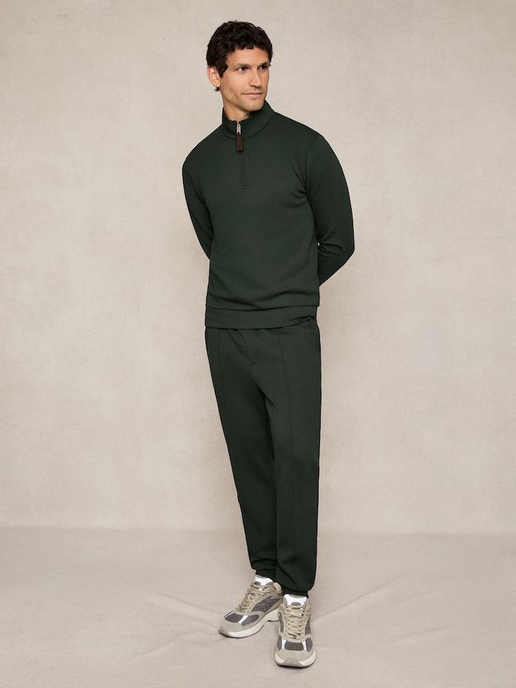 reiss Stretch-Jersey Tailored Joggers in Dark Sage Green