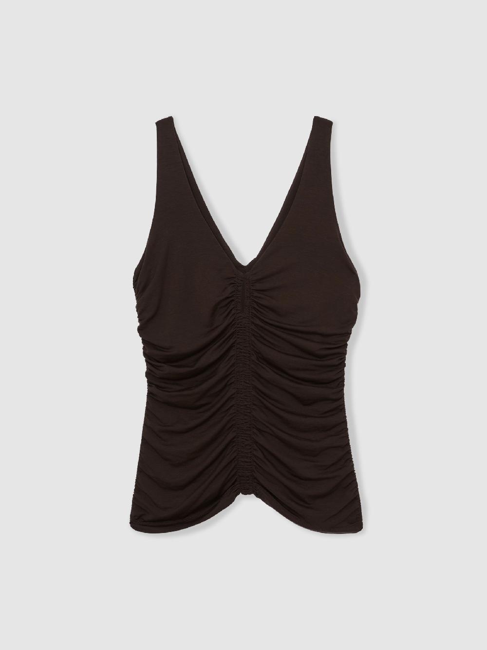 Reiss Stretch-Lyocell Jersey Ruched Vest In Chocolate Brown