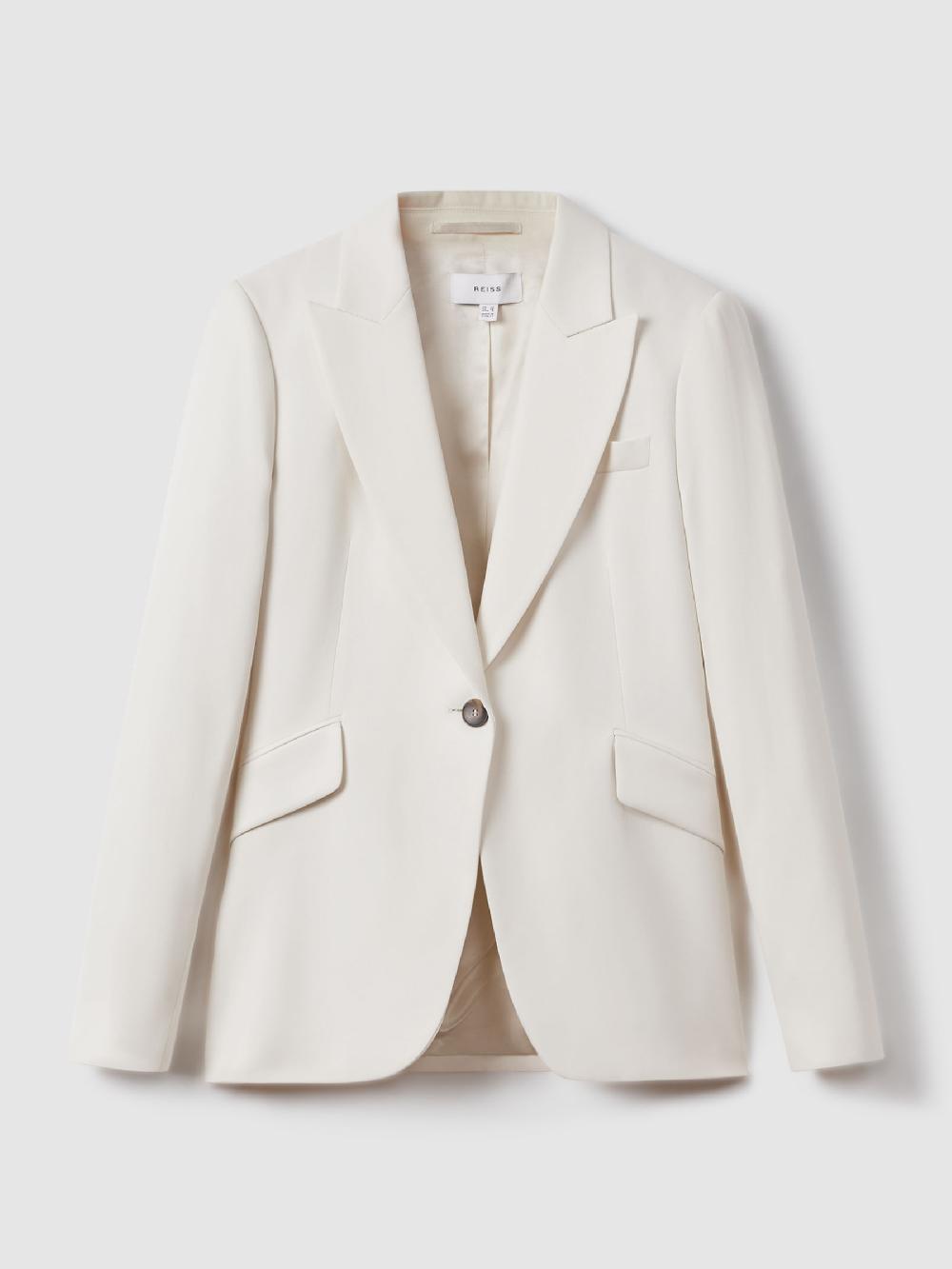 Reiss Tailored Single Breasted Suit Blazer In Cream