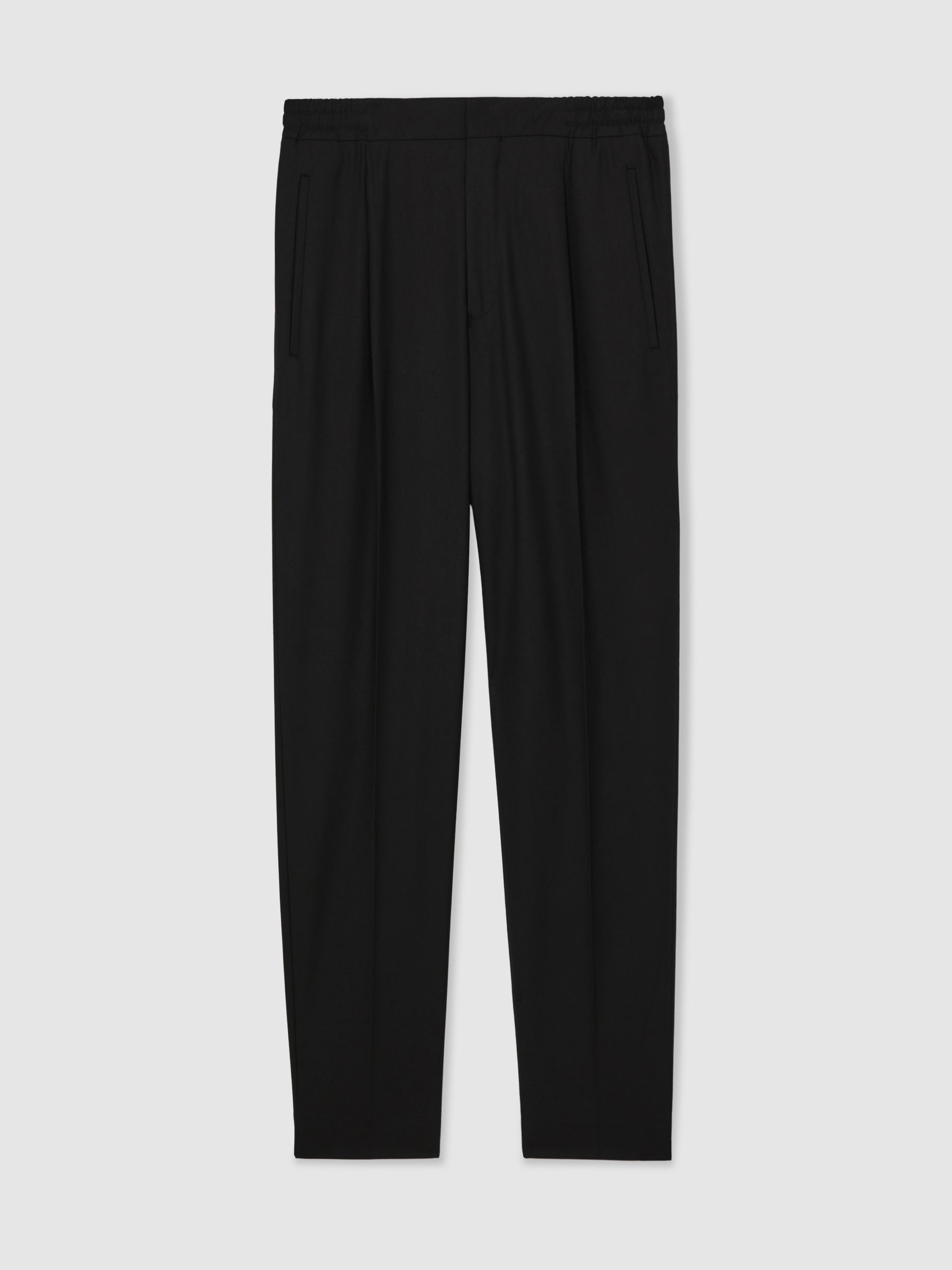 Reiss Tapered Drawstring Tailored Trousers In Black