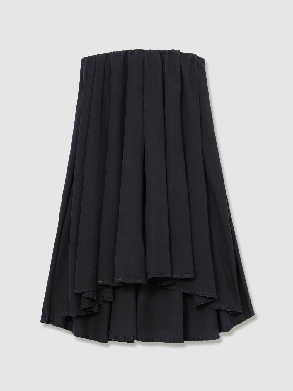 Reiss Tencel Strapless Dip-Hem Mini Dress In Indigo