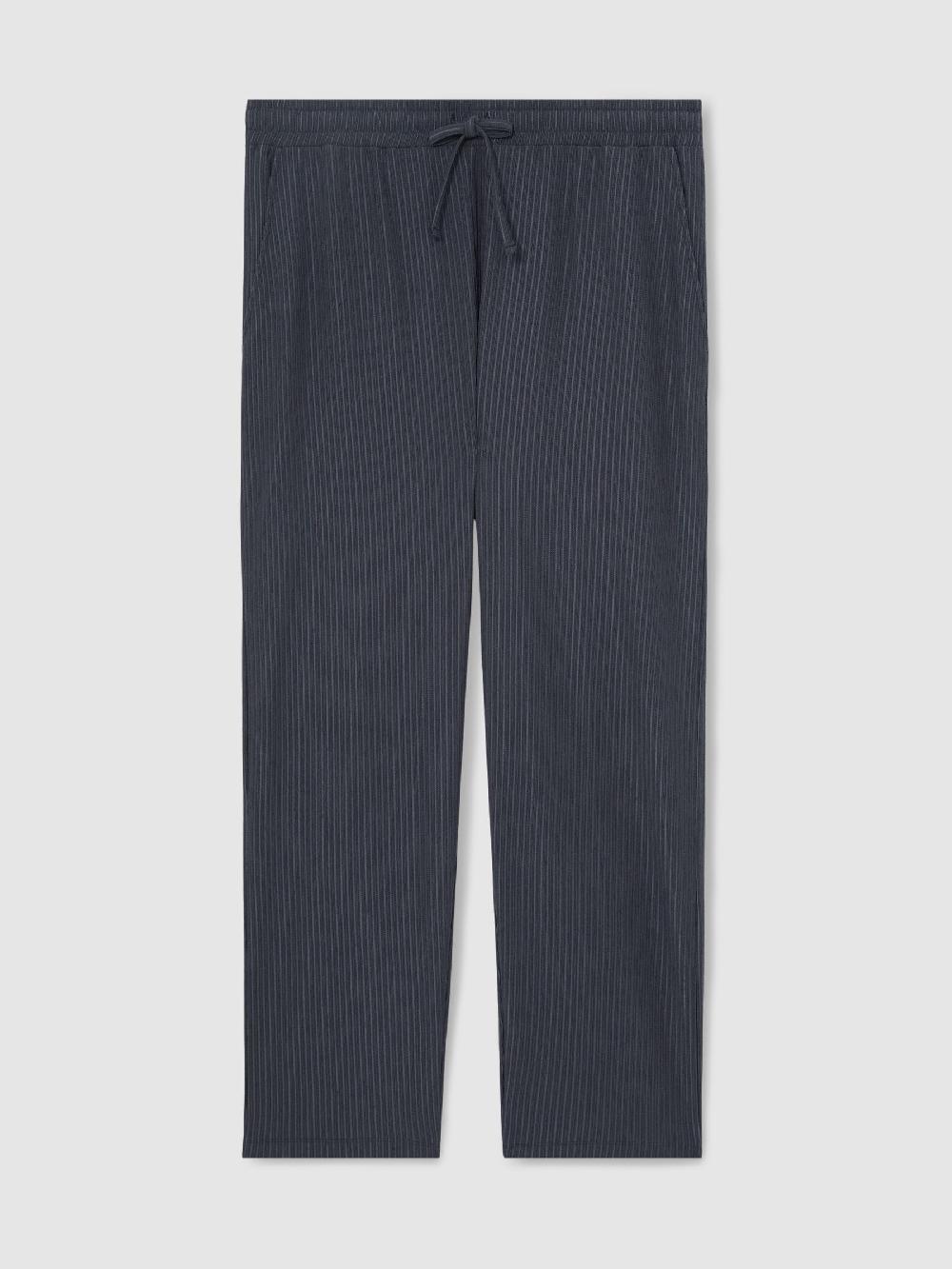 Reiss Textured Stripe Drawstring Trousers In Petrol Blue