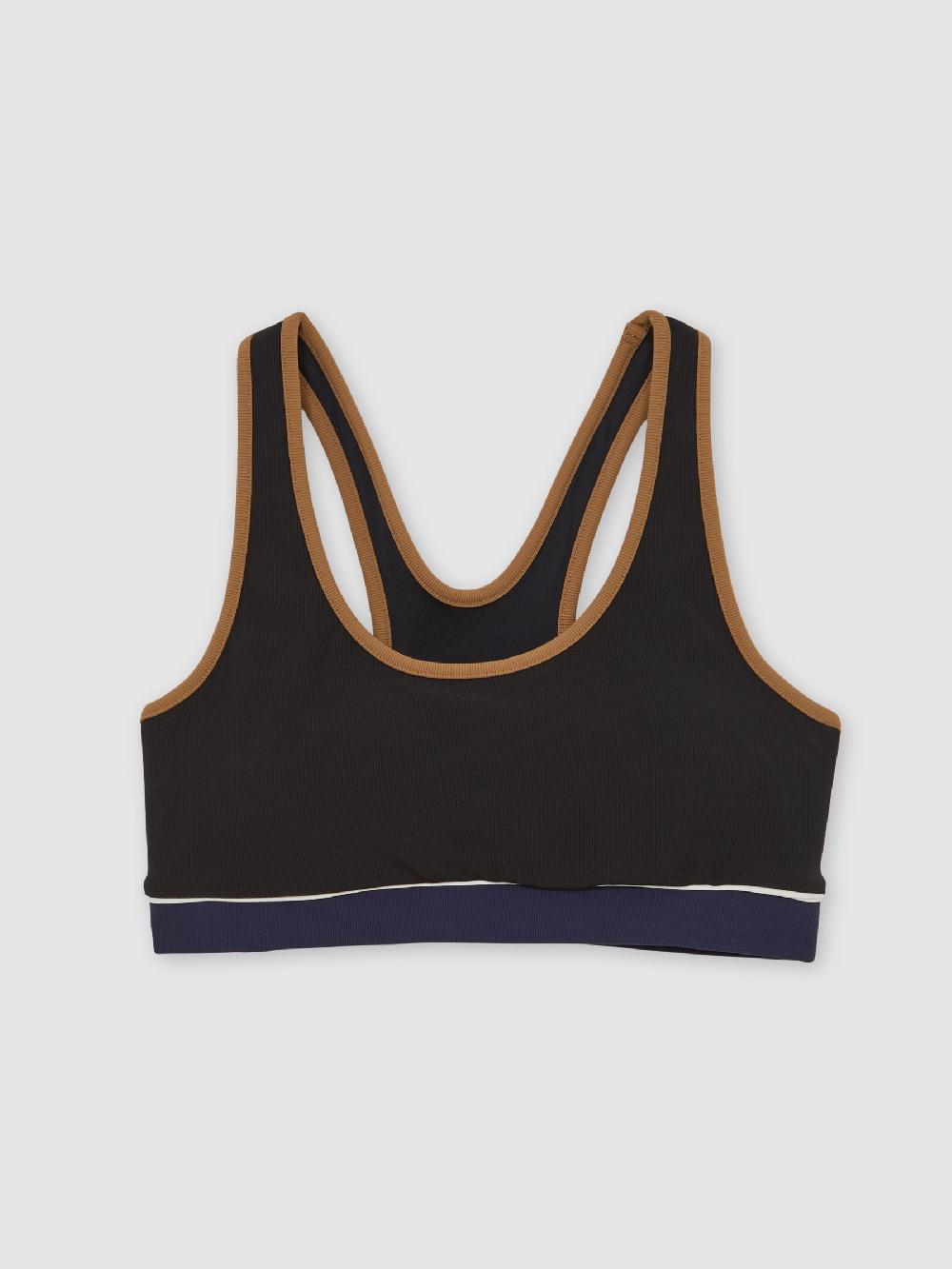 Reiss The Upside Colour-Block Racerback Bra In Black