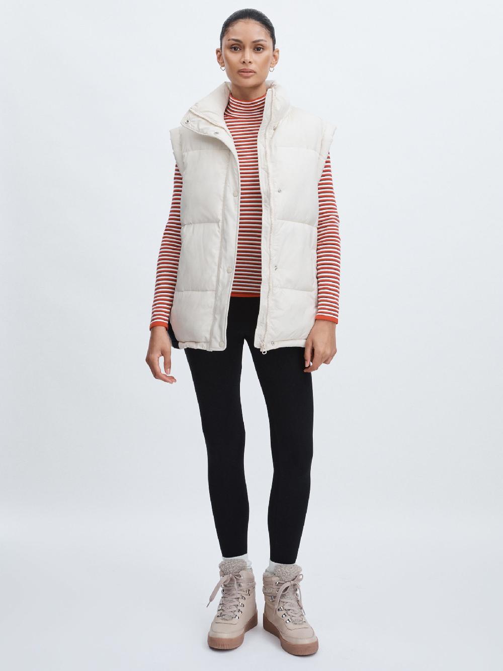 Reiss The Upside Contrast-Panel Puffer Gilet In Off White/Multi