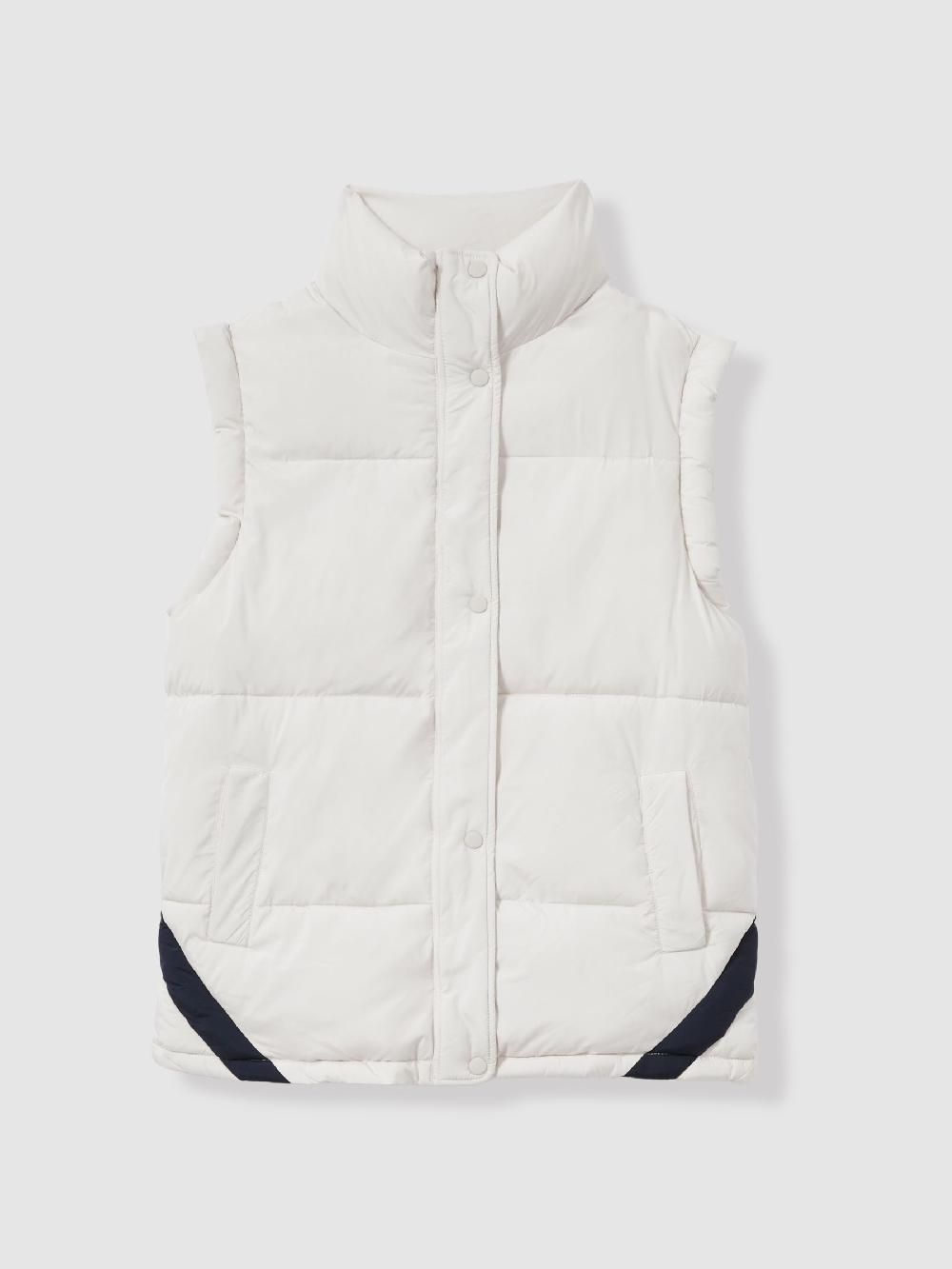 Reiss The Upside Contrast-Panel Puffer Gilet In Off White/Multi
