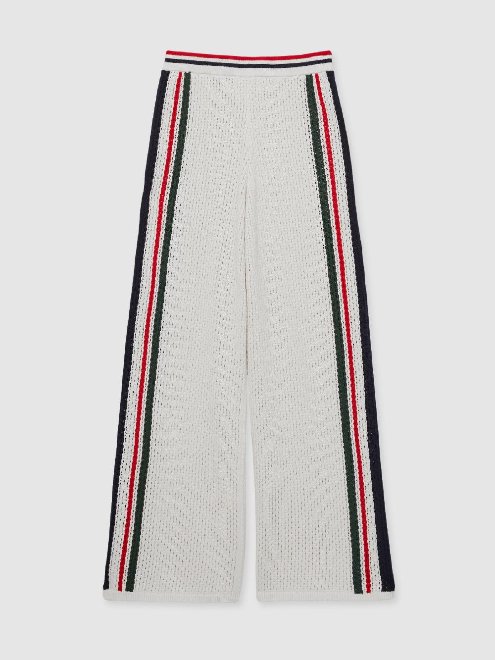 Reiss The Upside Cotton Open-Knit Track Joggers In White