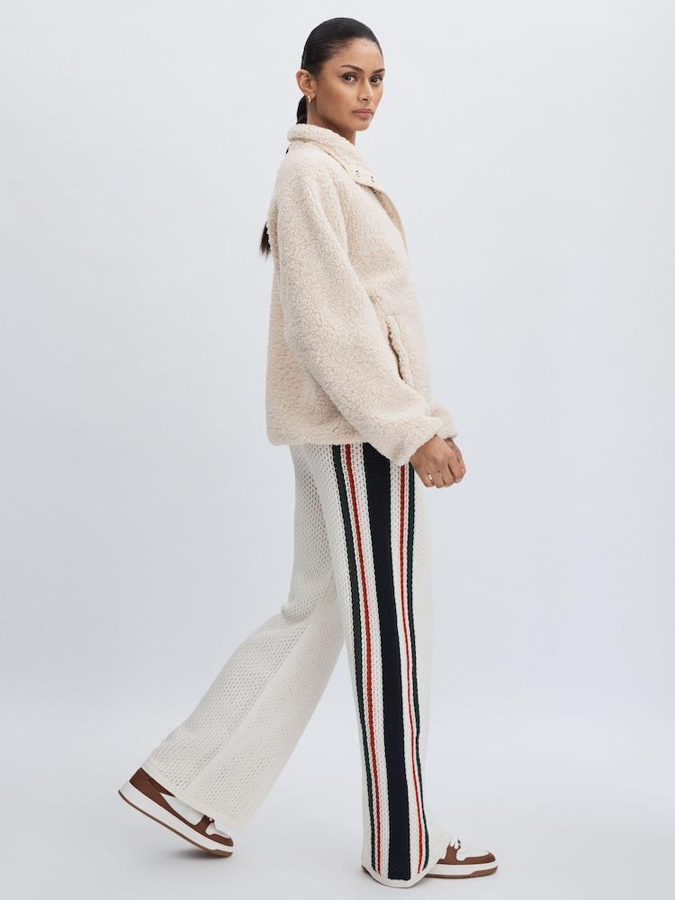 reiss The Upside Cotton Open-Knit Track Joggers in White