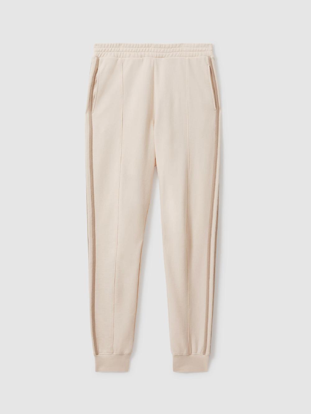 Reiss The Upside Cotton Side Stripe Joggers In Cream