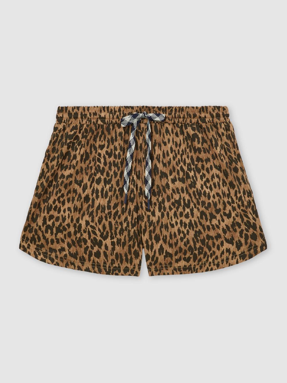 Reiss The Upside Leopard-Print Running Shorts In Brown