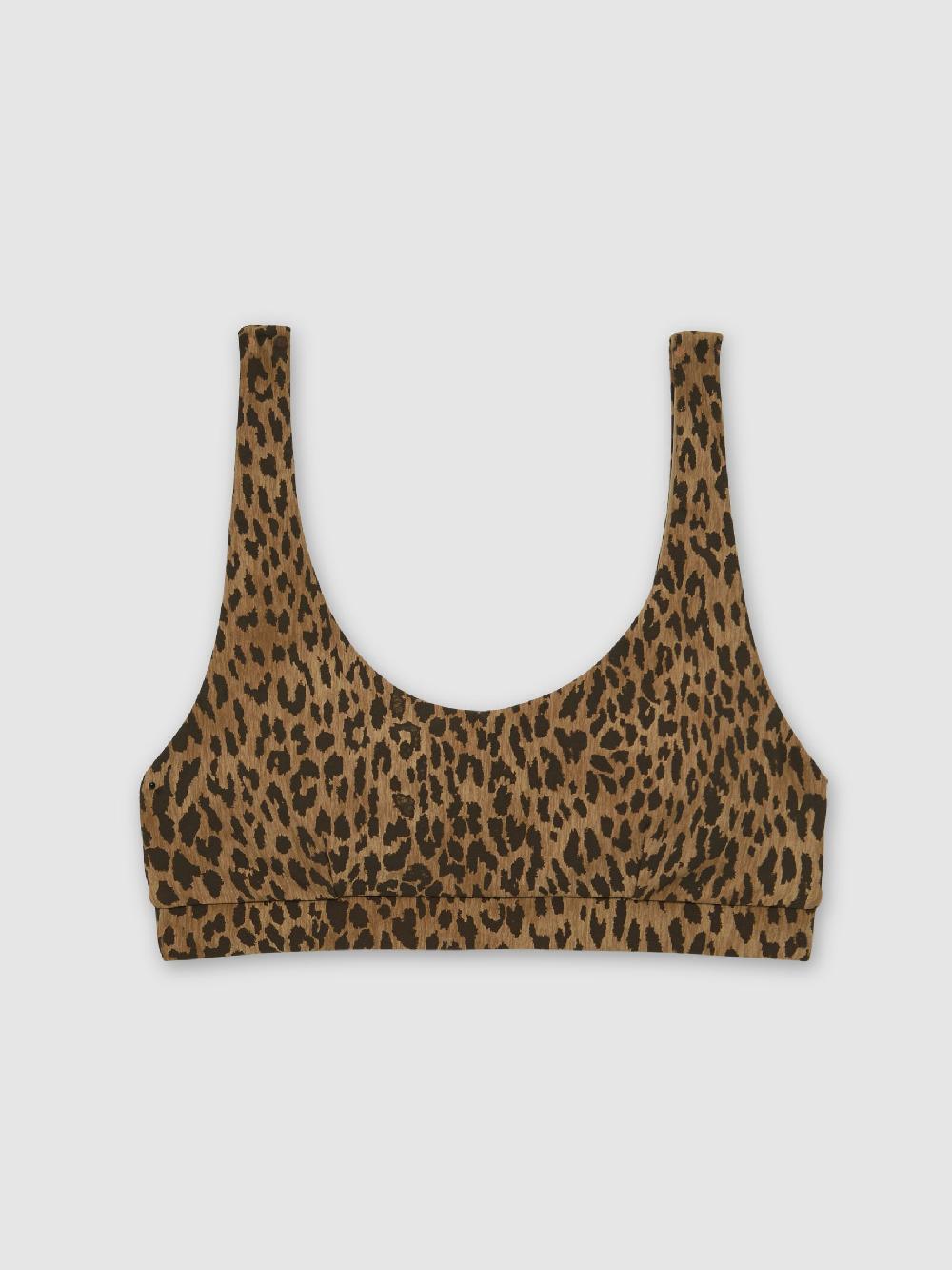 Reiss The Upside Leopard-Print Scoop Bra In Brown Print