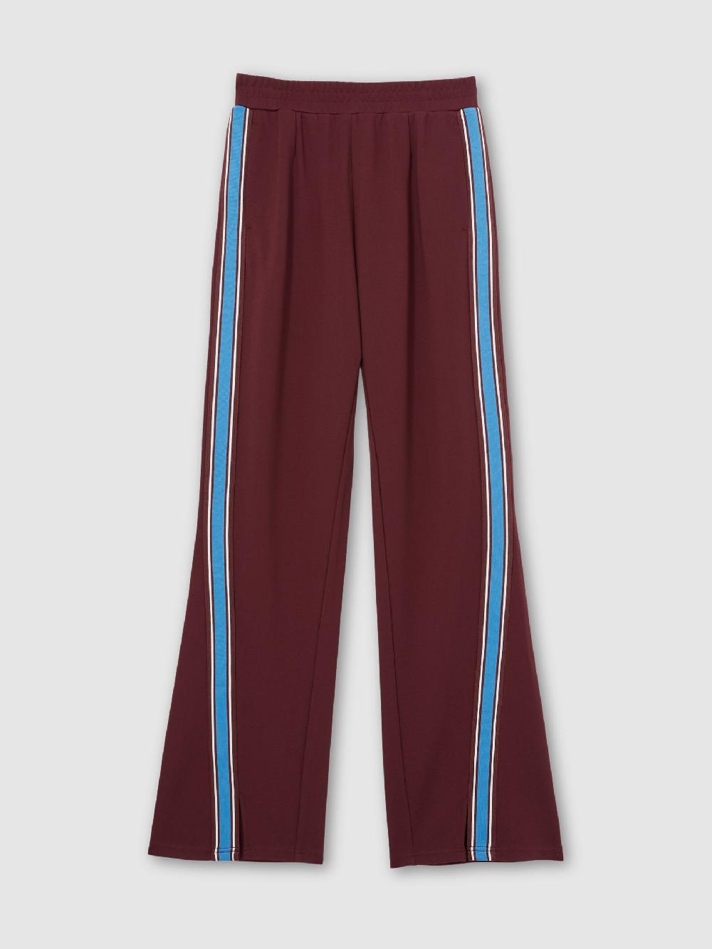Reiss The Upside Side-Stripe Flared Trousers In Dark Red