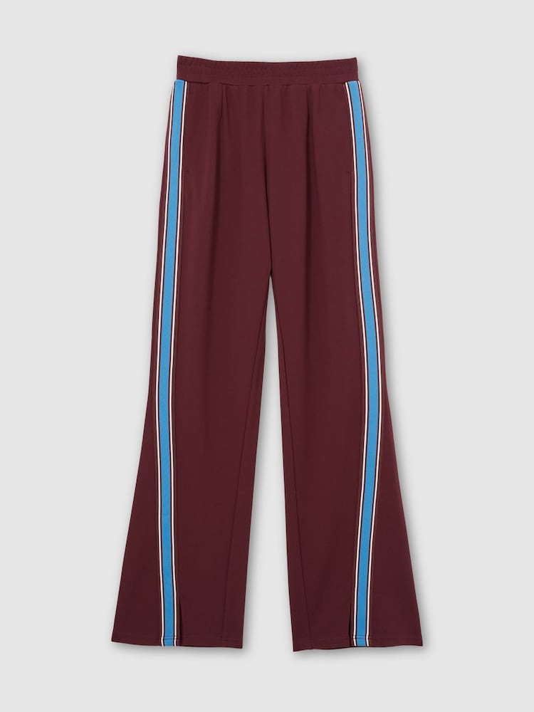 reiss The Upside Side-Stripe Flared Trousers in Dark Red