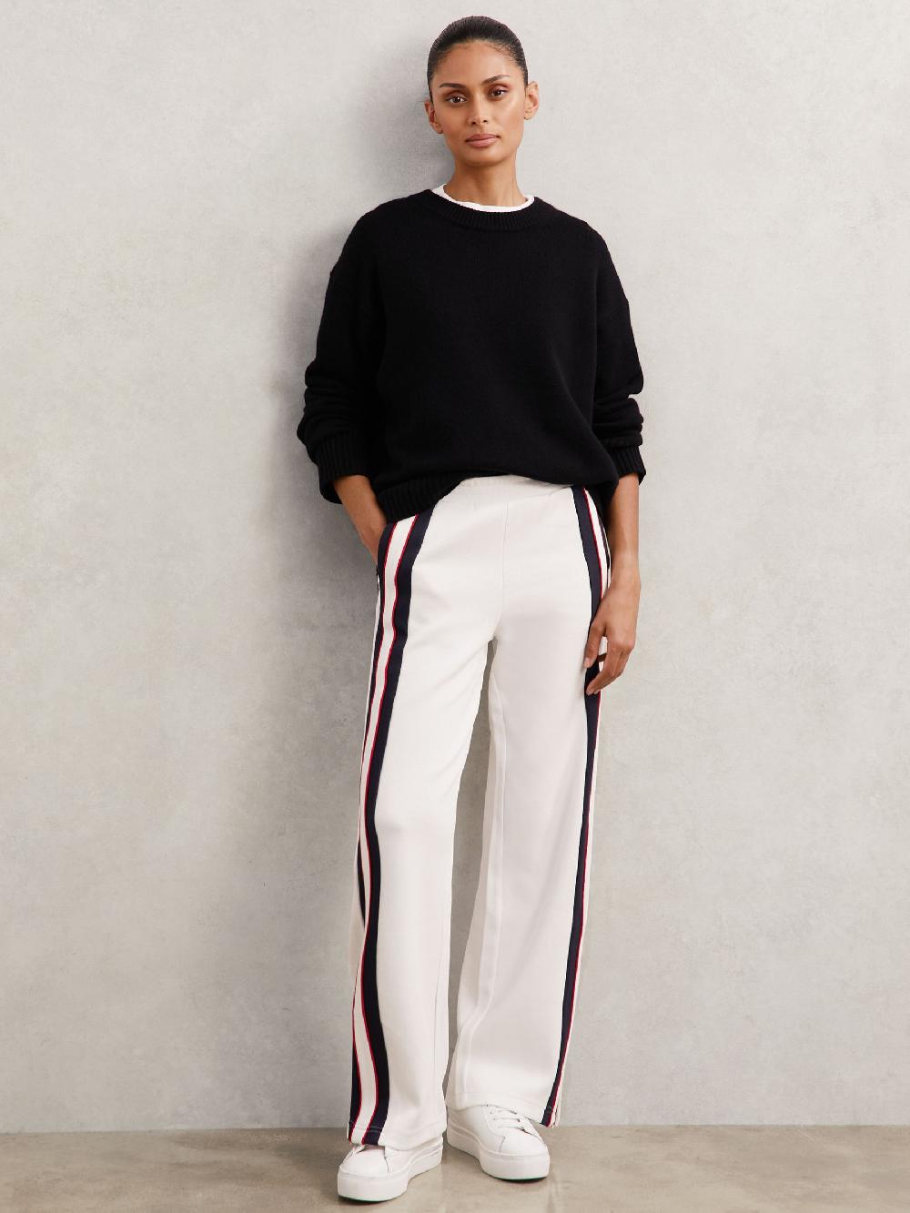 Reiss The Upside Side-Stripe Wide-Leg Joggers In White