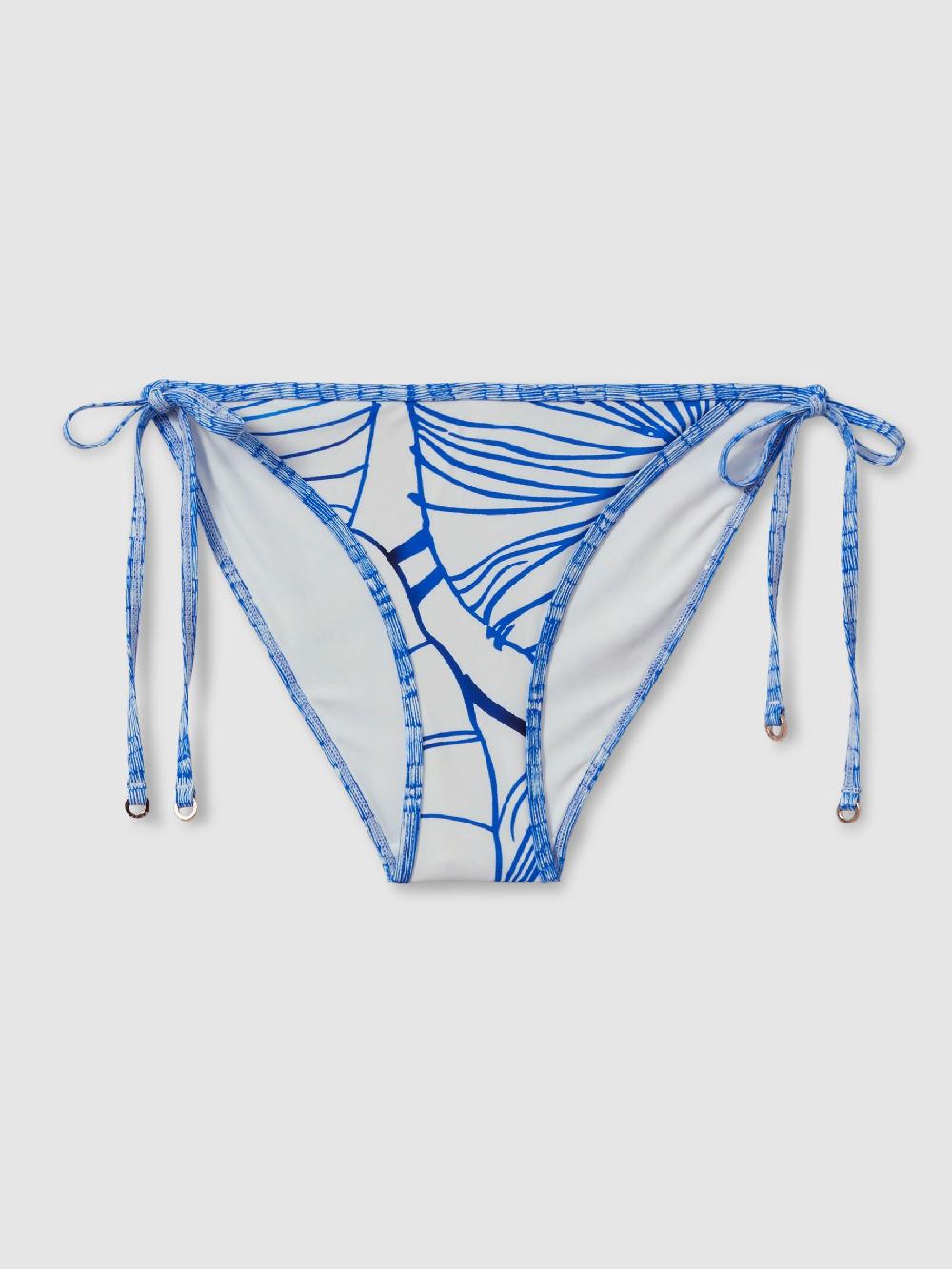 Reiss Tina Natural Print Printed Side Tie Bikini Bottoms