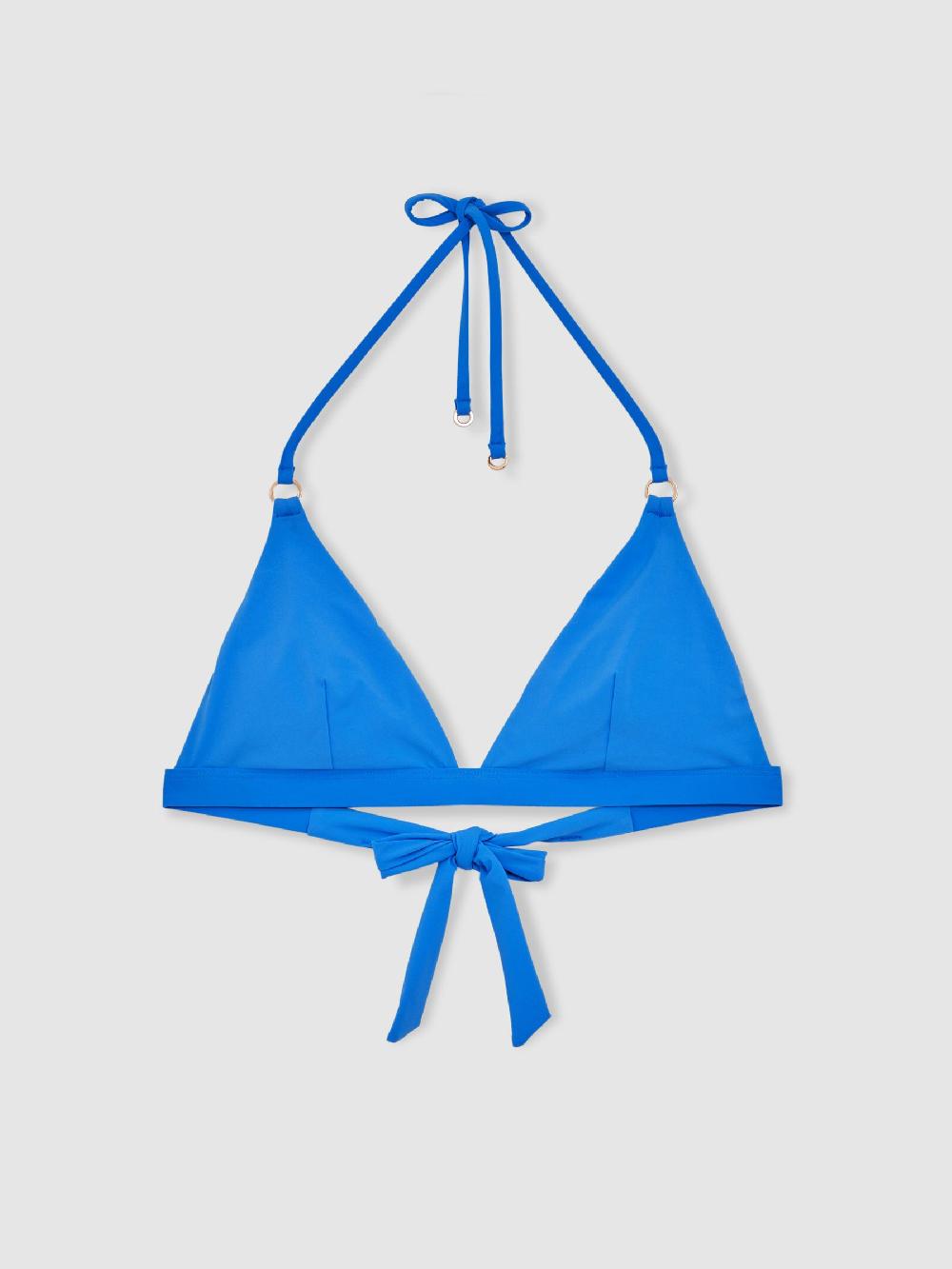 Reiss Triangle Halterneck Bikini Top In Cornflower Blue