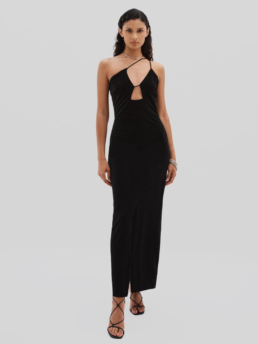 Reiss Undress Code Plunge-Neck Velvet Maxi Dress In Black
