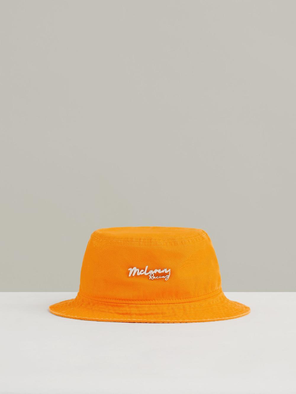 Reiss Unisex Fit McLaren Racing Cotton Bucket Hat In Papaya Orange