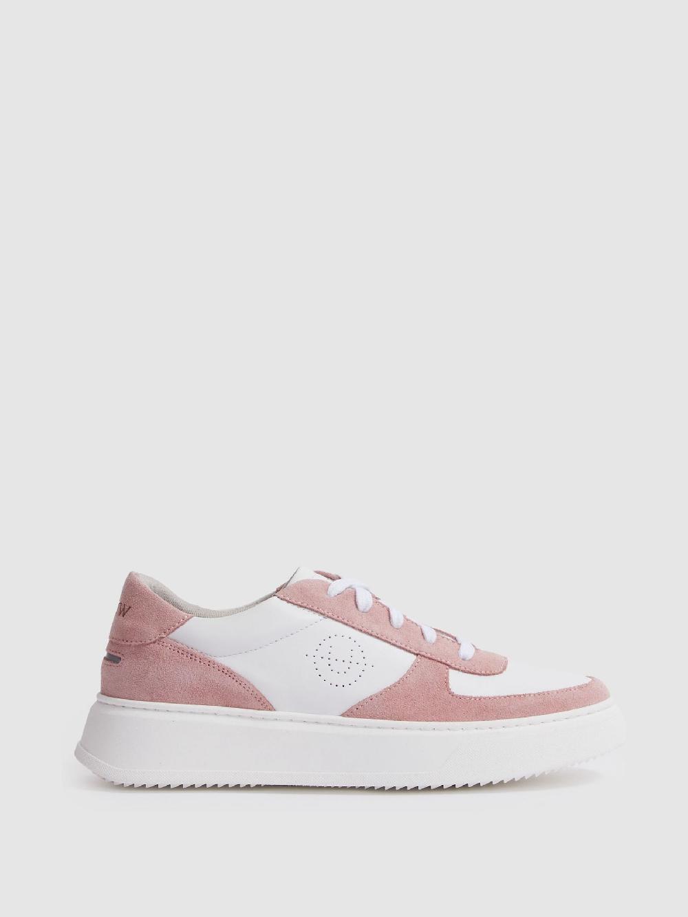 Reiss Unseen Footwear Suede And Leather Trainers In Pink/White
