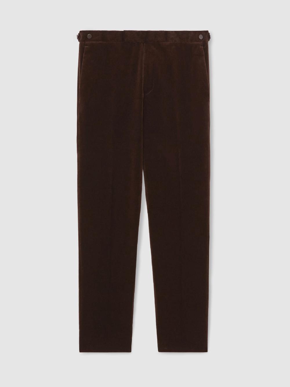 Reiss Velvet Tailored-Fit Suit Trousers In Chocolate Brown