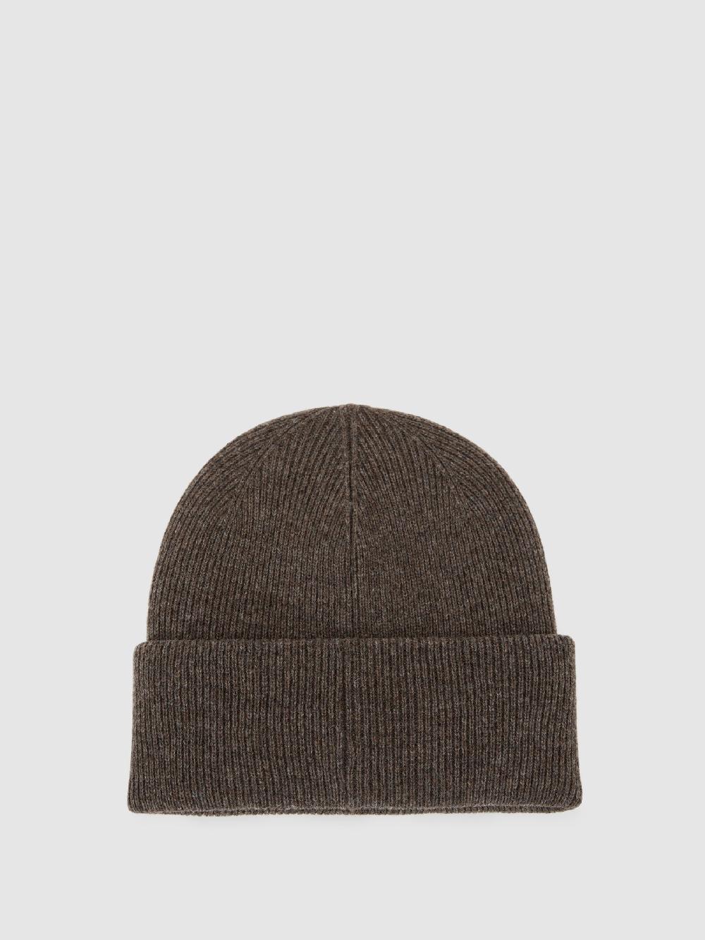 Reiss Wayne Embroidered Beanie In Mountain Grey Melange