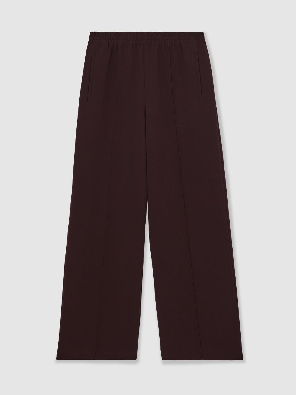 Reiss Wide-Leg Elasticated-Waist Trousers In Burgundy