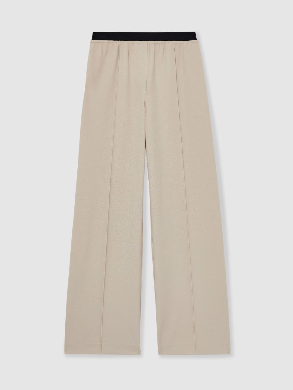 Reiss Wide-Leg Elasticated-Waistband Trousers In Neutral