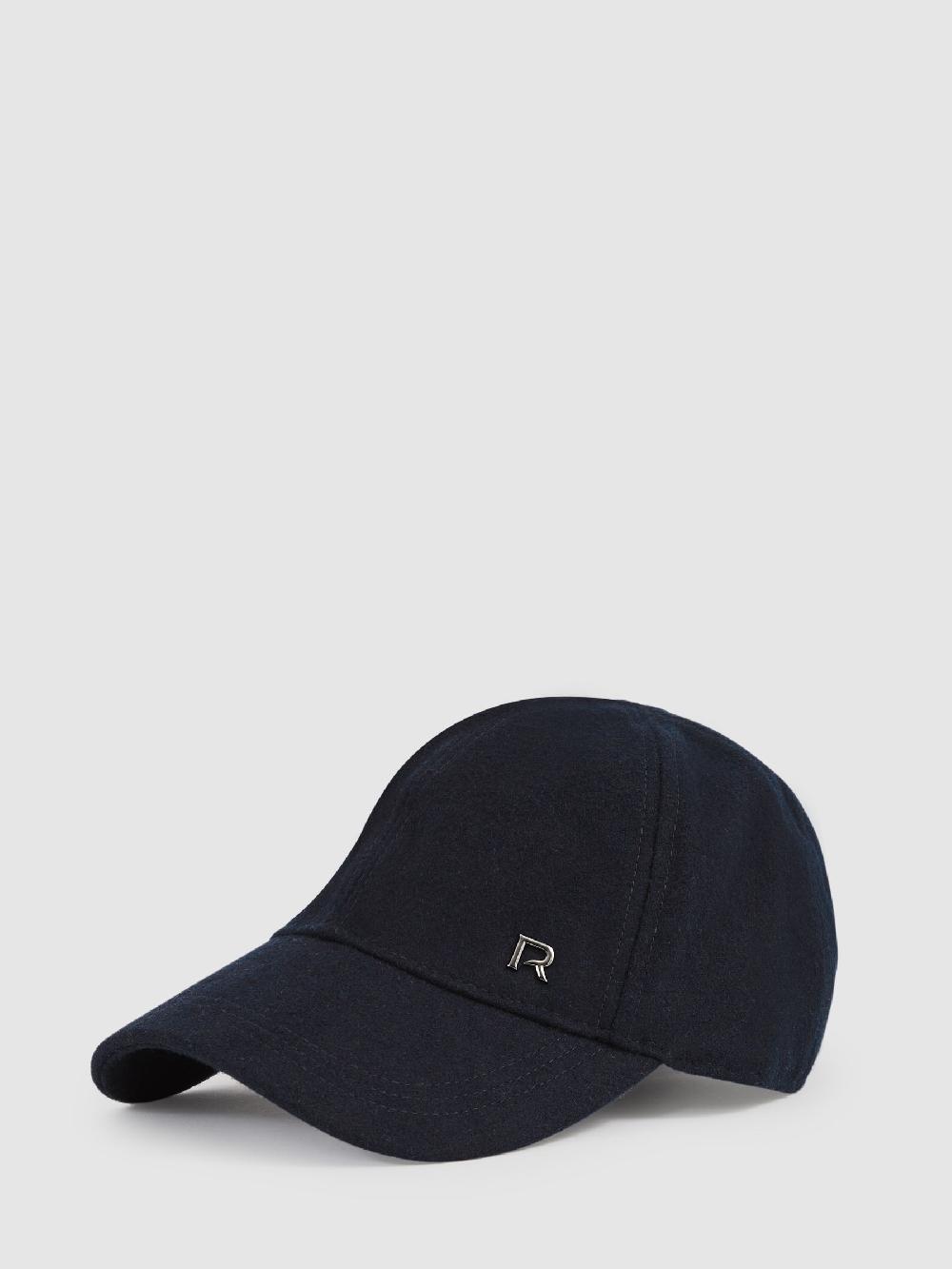 Reiss Wool-Blend Brushed Felt Cap In Navy/Black Oxy
