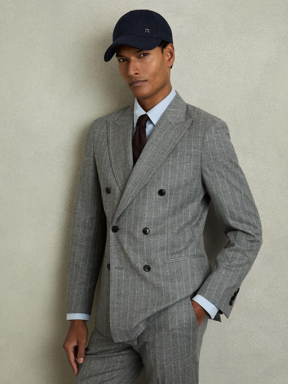 Reiss Wool-Blend Brushed Felt Cap In Navy/Black Oxy