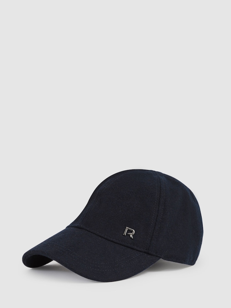 reiss Wool-Blend Brushed Felt Cap in Navy/Black Oxy