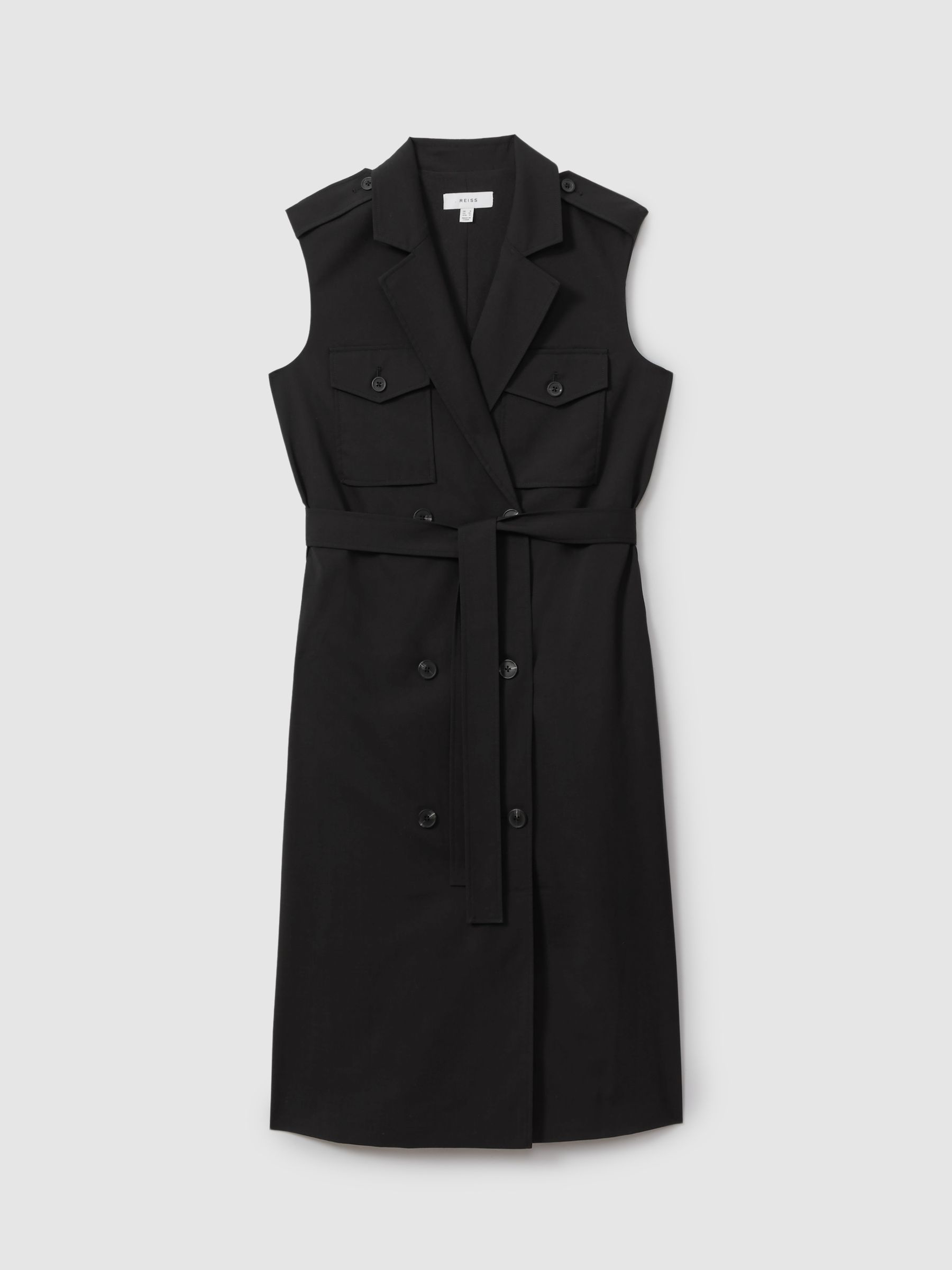 Reiss Wool Blend Double Breasted Midi Dress In Black
