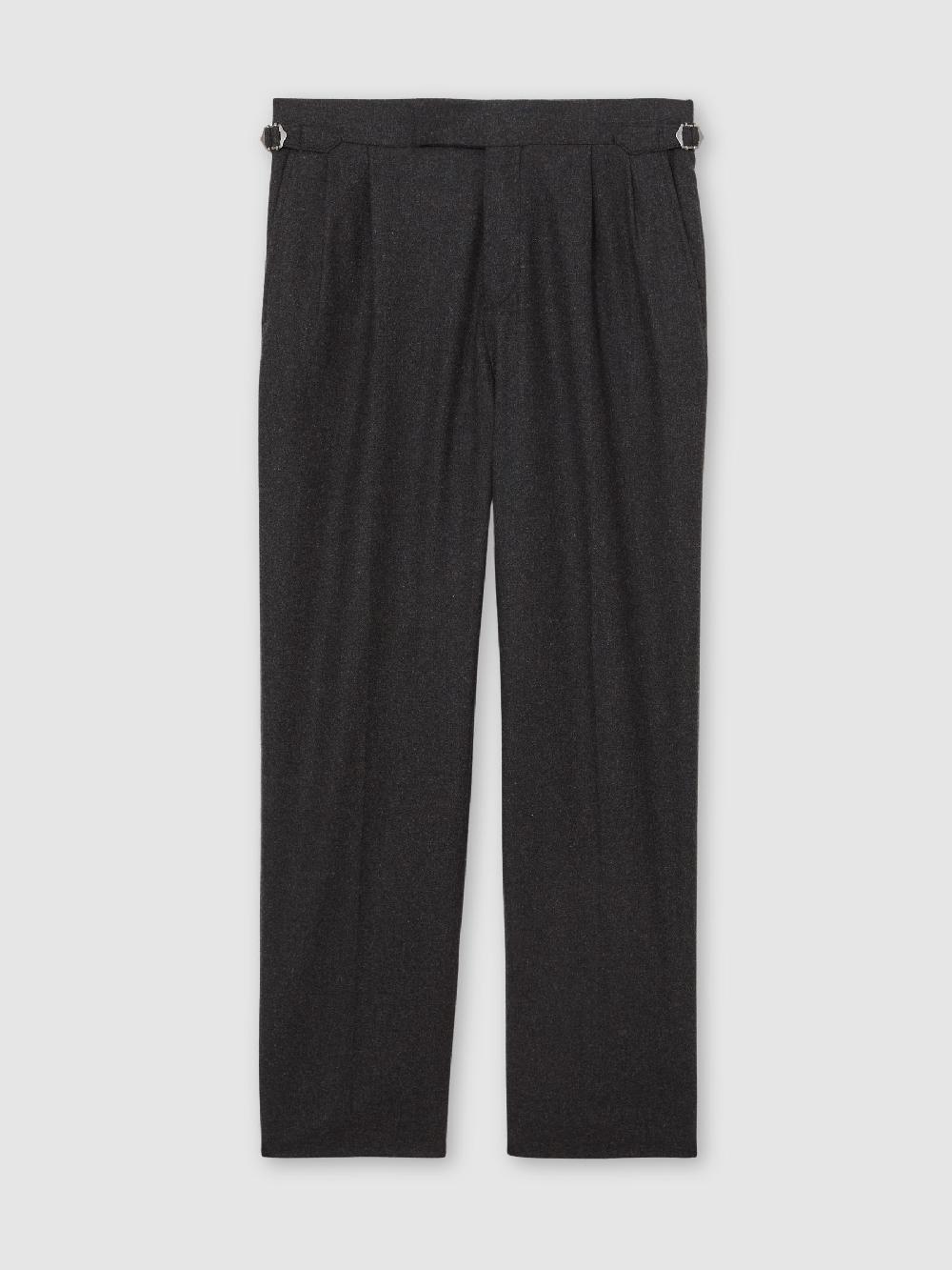 Reiss Wool-Blend Flannel Wide-Leg Trousers In Charcoal Grey